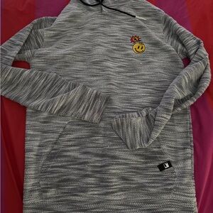 Marled Gray Pullover Hoodie with Smiley Bomb Patch